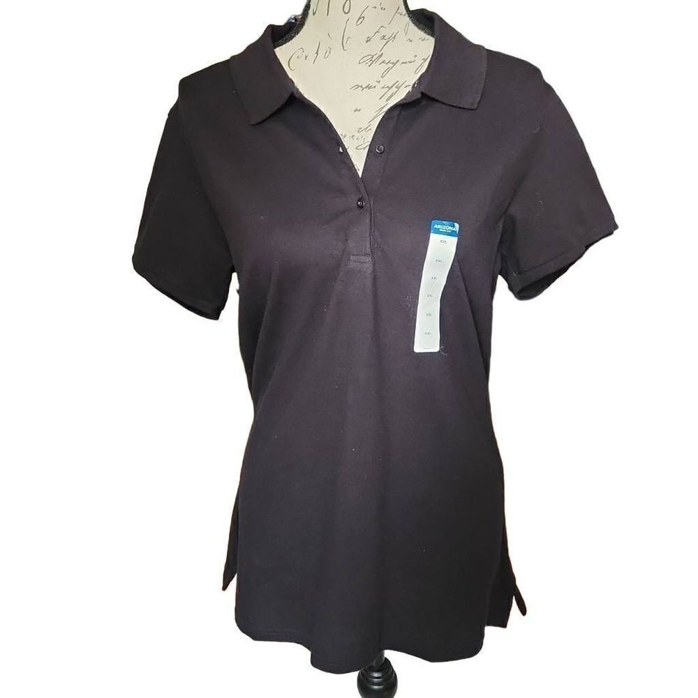 Arizona Jean Co Ladies Black Stretchy Short Sleeve Polo - Size XXL